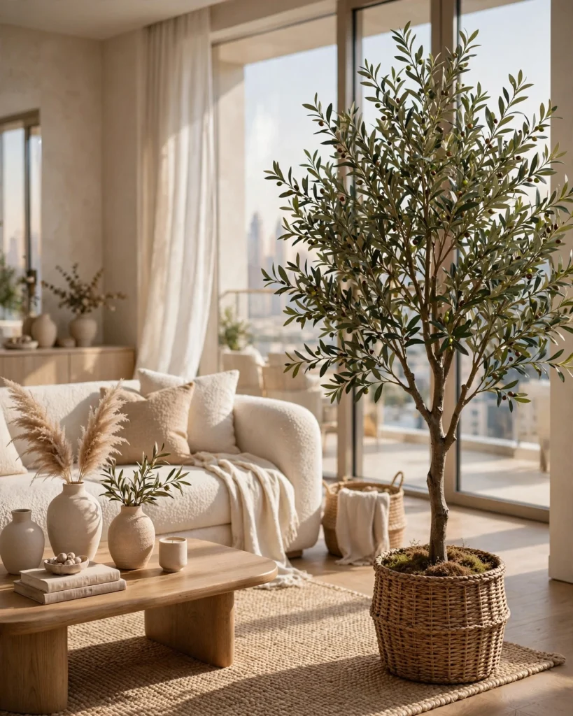 EverGreen Artificial Olive Tree 180cm - Realistic Faux Olive Tree in Woven Basket - Photo 2