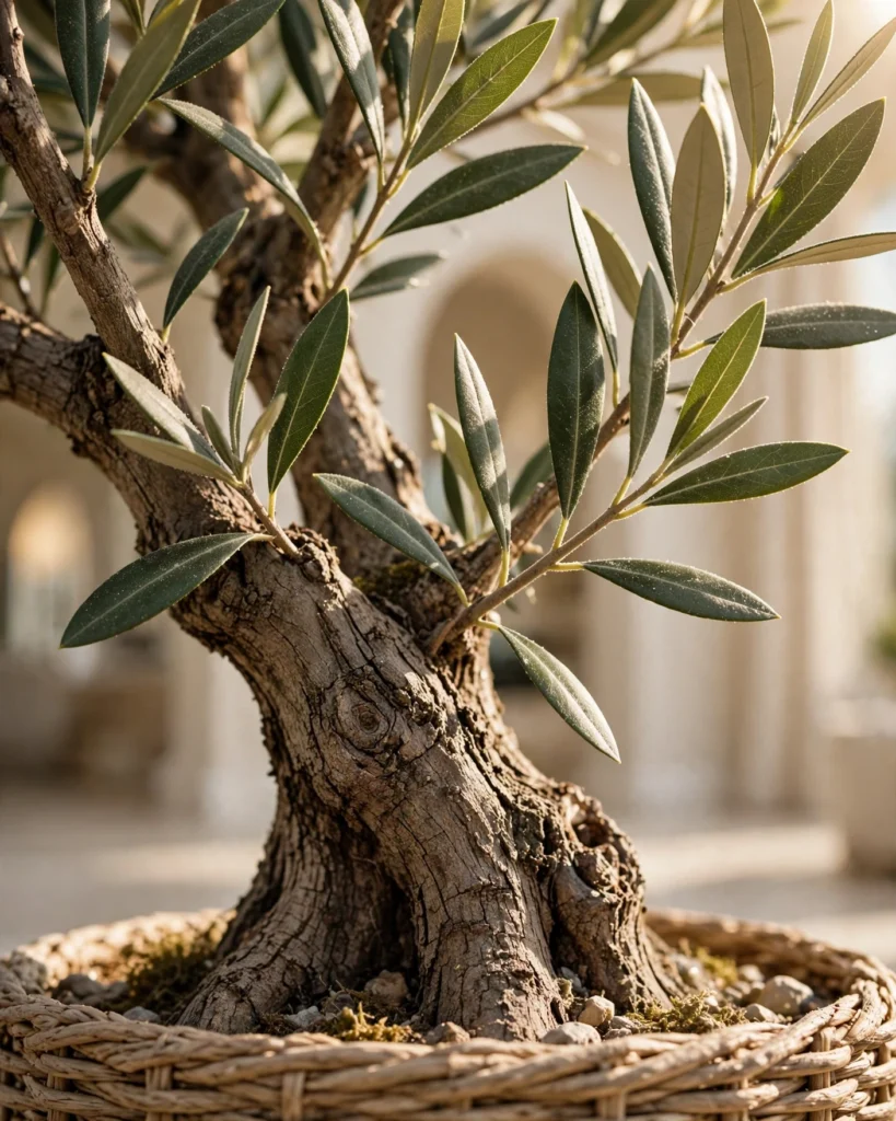 EverGreen Artificial Olive Tree 180cm - Realistic Faux Olive Tree in Woven Basket - Photo 3