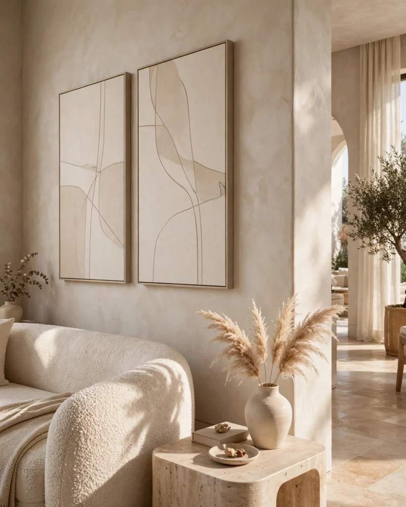 LineSoul Abstract Beige Line Art Canvas Set - Set of 2 Minimalist Wall Art - Photo 2