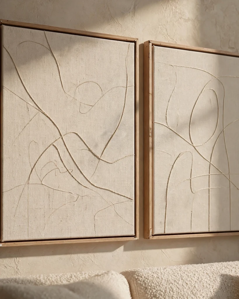 LineSoul Abstract Beige Line Art Canvas Set - Set of 2 Minimalist Wall Art - Photo 3