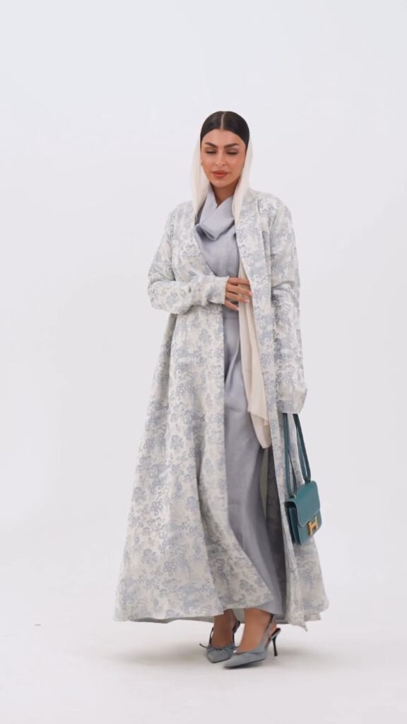 Elegant Embroidered Open Abaya & Inner Slip Set – Available in Midnight Black & Deep Earth Brown - Photo 10