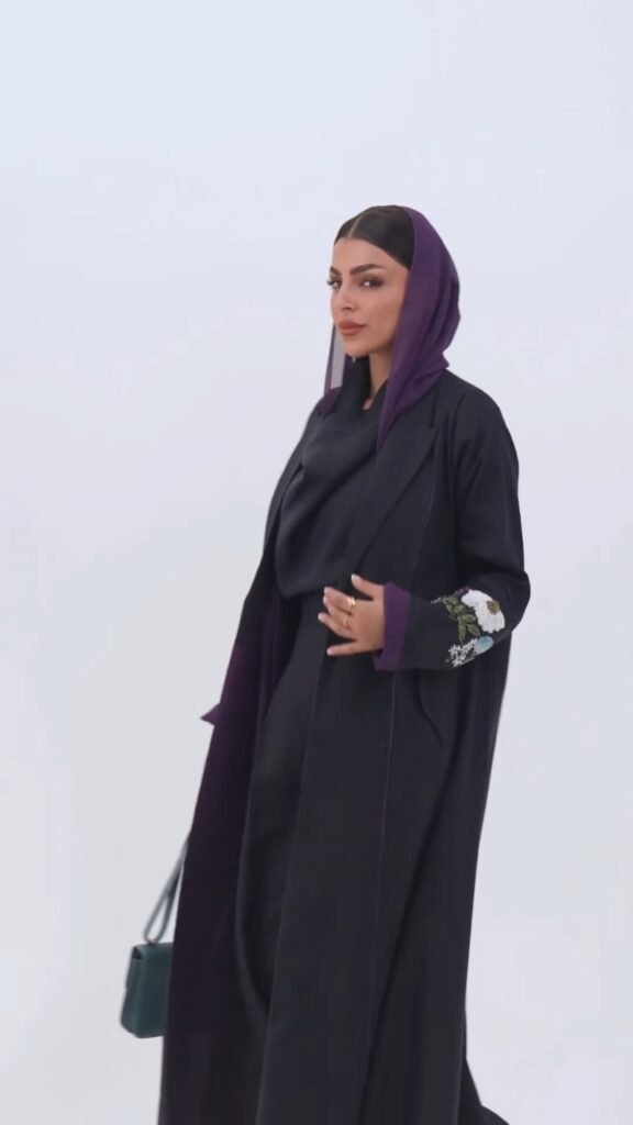 Elegant Embroidered Open Abaya & Inner Slip Set – Available in Midnight Black & Deep Earth Brown - Photo 12
