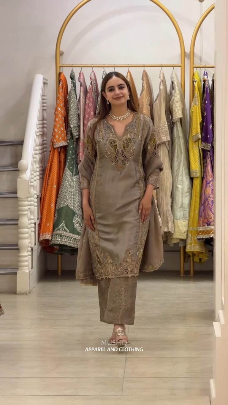 Taupe Silk Embellished Kurta Set – Available in Taupe & Multicoloured Collection
