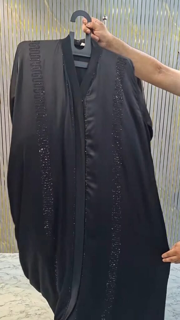 Midnight Allure Embellished Abaya – A Masterpiece of Minimalist Glamour - Photo 2