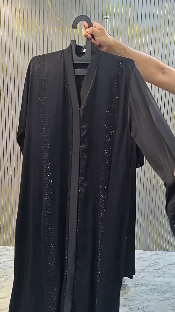 Midnight Allure Embellished Abaya – A Masterpiece of Minimalist Glamour - Photo 3