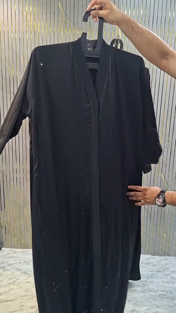 Midnight Allure Embellished Abaya – A Masterpiece of Minimalist Glamour - Photo 4