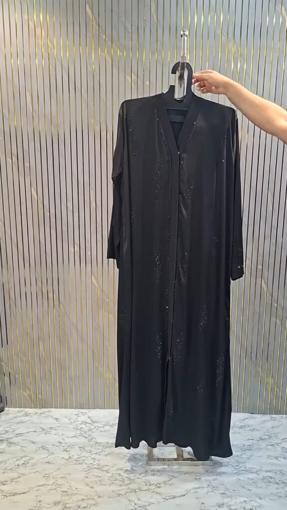 Midnight Allure Embellished Abaya – A Masterpiece of Minimalist Glamour - Photo 5