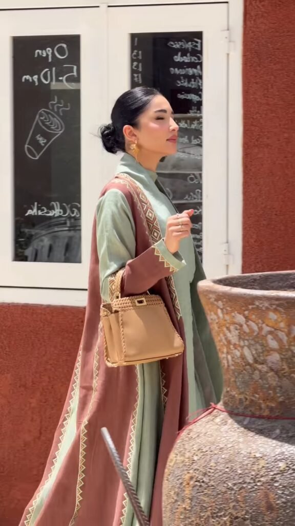 Sage Green and Earthy Maroon Layered Abaya Set – Available in Sage & Maroon - Photo 4