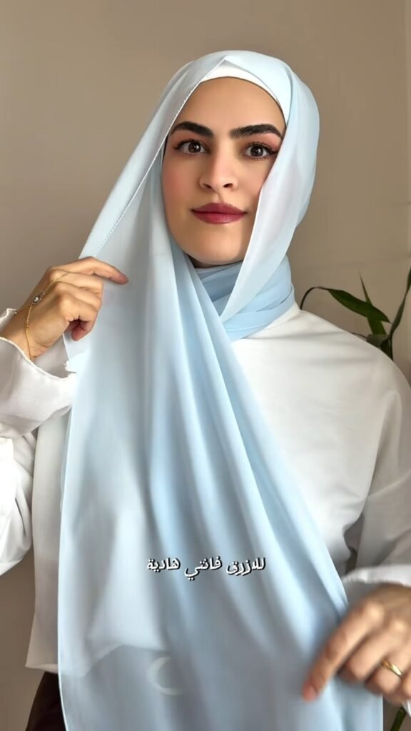 Elegant Minimalist Chiffon Hijab Collection – Available in Soft Pink, Pristine White & Pastel Blue - Photo 4