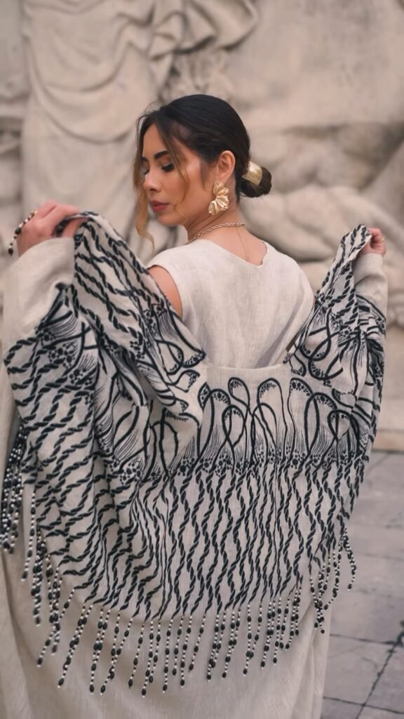 Ethereal Linen Abaya-Style Co-ord Set with Statement Embroidery - Photo 1