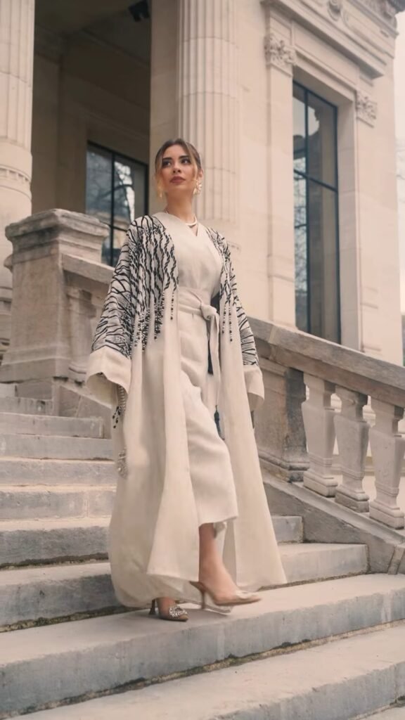 Ethereal Linen Abaya-Style Co-ord Set with Statement Embroidery - Photo 3