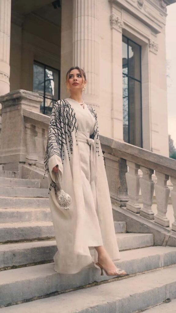 Ethereal Linen Abaya-Style Co-ord Set with Statement Embroidery - Photo 4