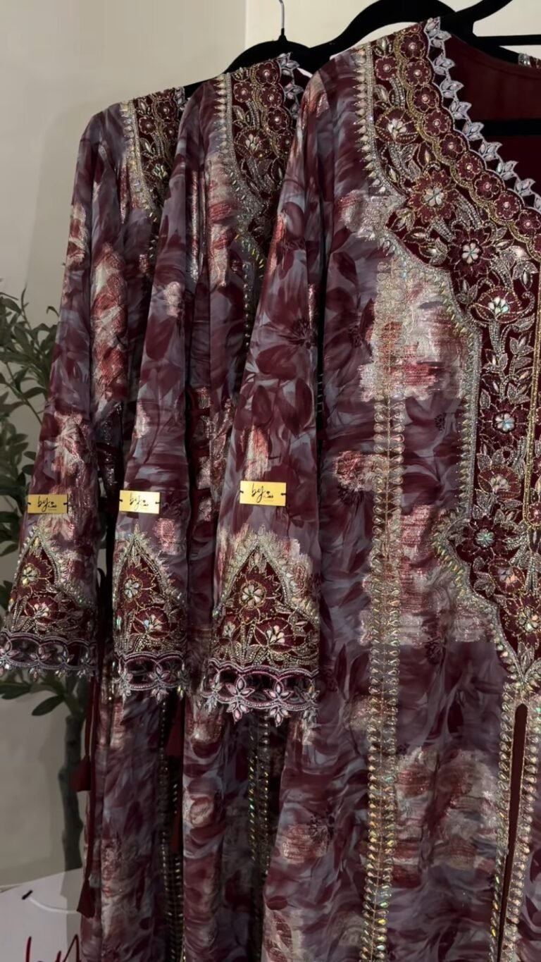 Maroon Floral Printed & Sequined Embellished Ethnic Kaftan – Available in One Colour Variant