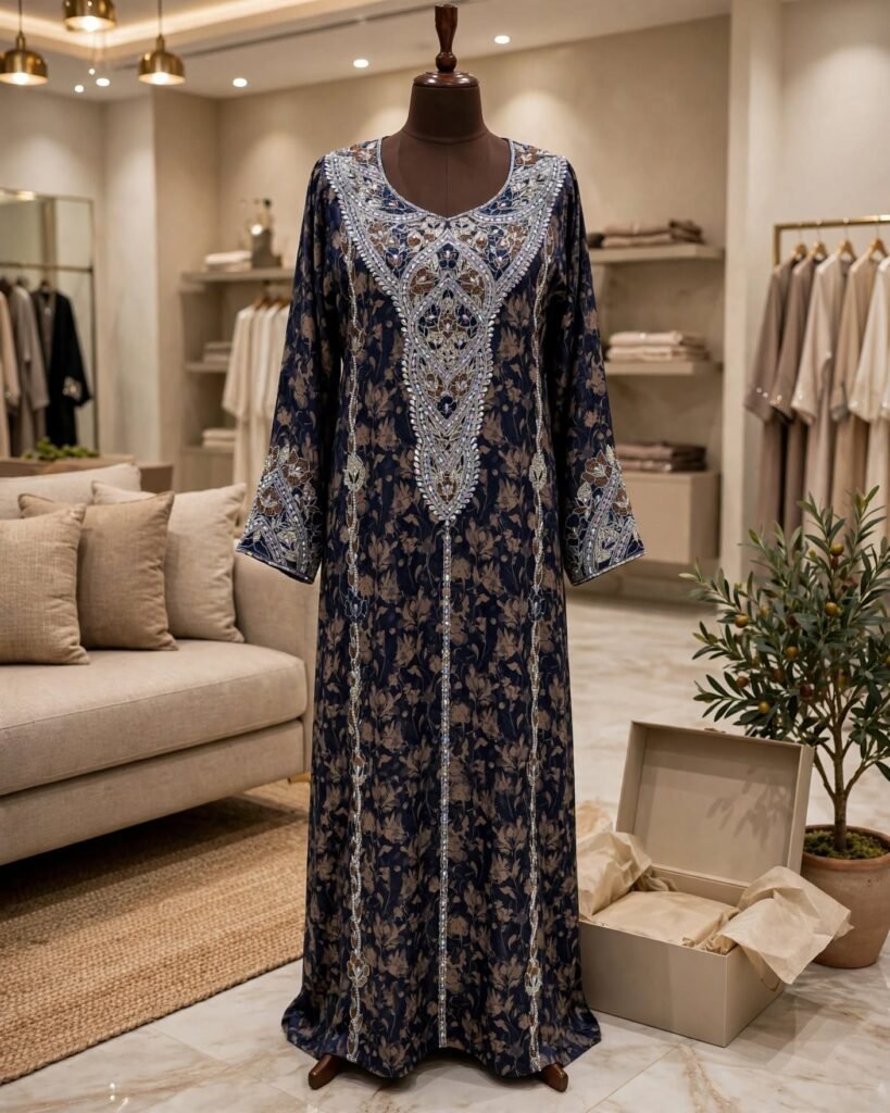 Midnight Bloom Embroidered Chiffon Kaftan Kurta - Photo 3