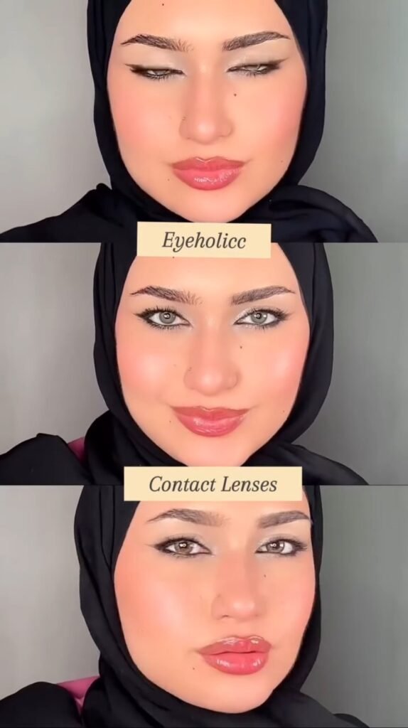 Eyeholicc Seductive Colored Contact Lenses | 14.2mm Wide Diameter | 1-Year Use | Natural Hazel-Grey Eye Tint - Photo 1
