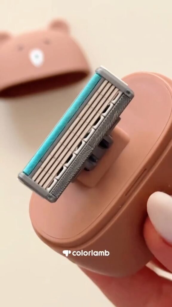 Colorlamb Mini Travel Razor Holder | Cute Silicone Bear/Animal Case with Hidden Razor Compartment - Photo 6