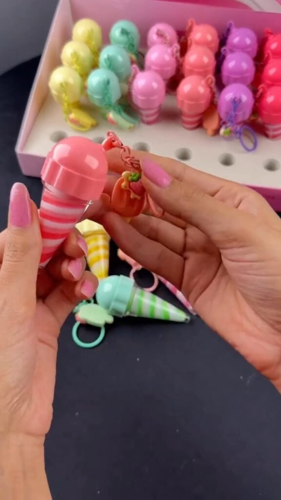 Cute Ice-Cream Cone Lip Gloss Keychain | Fruity Scented Tinted Gloss with Charm | Kids & Teens Fun Beauty Accessory - Photo 5