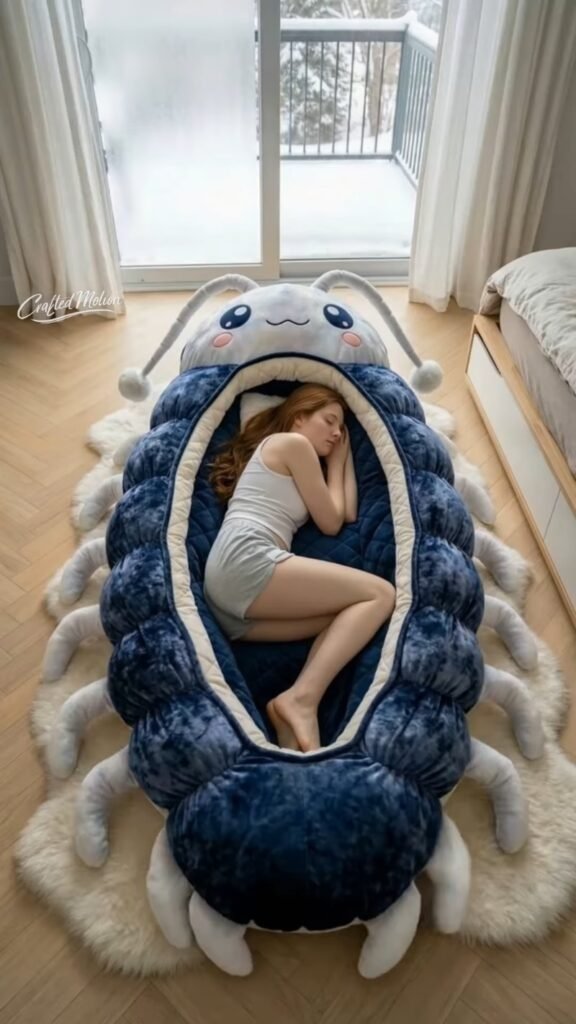 Giant Roly Poly Pill Bug Plush Sleeping Bag | Oversized Cozy Cocoon Bed for Kids & Adults, Soft Quilted Sleeping Pod - Photo 10