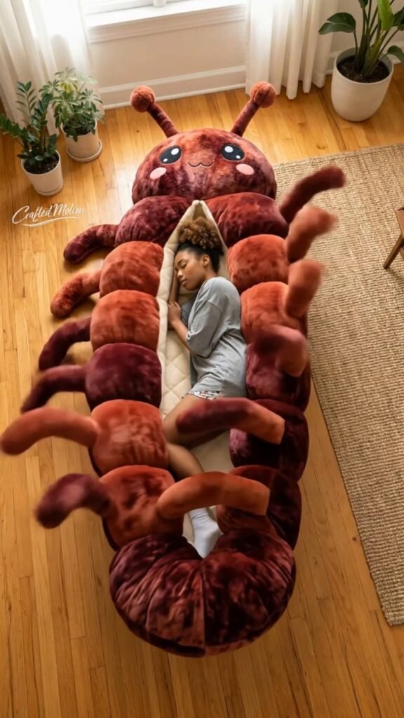 Giant Roly Poly Pill Bug Plush Sleeping Bag | Oversized Cozy Cocoon Bed for Kids & Adults, Soft Quilted Sleeping Pod - Photo 9