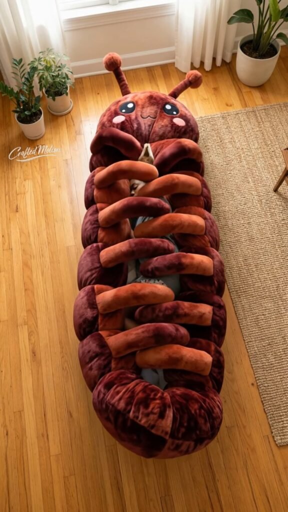 Giant Roly Poly Pill Bug Plush Sleeping Bag | Oversized Cozy Cocoon Bed for Kids & Adults, Soft Quilted Sleeping Pod - Photo 8