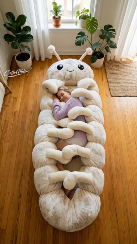 Giant Roly Poly Pill Bug Plush Sleeping Bag | Oversized Cozy Cocoon Bed for Kids & Adults, Soft Quilted Sleeping Pod - Photo 7