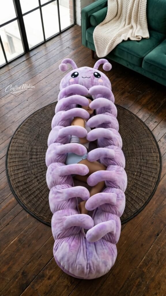 Giant Roly Poly Pill Bug Plush Sleeping Bag | Oversized Cozy Cocoon Bed for Kids & Adults, Soft Quilted Sleeping Pod - Photo 6
