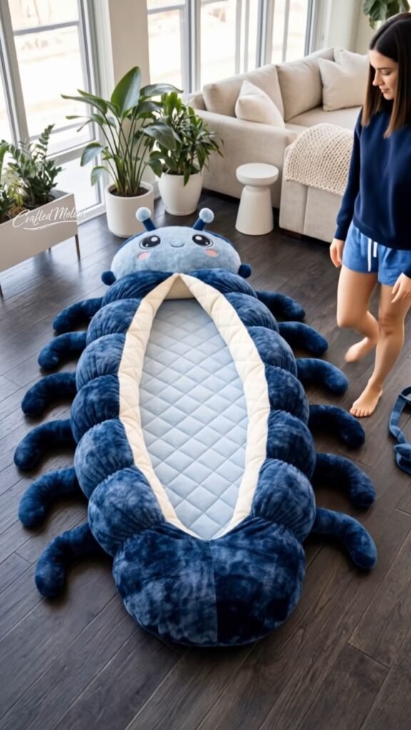 Giant Roly Poly Pill Bug Plush Sleeping Bag | Oversized Cozy Cocoon Bed for Kids & Adults, Soft Quilted Sleeping Pod - Photo 4