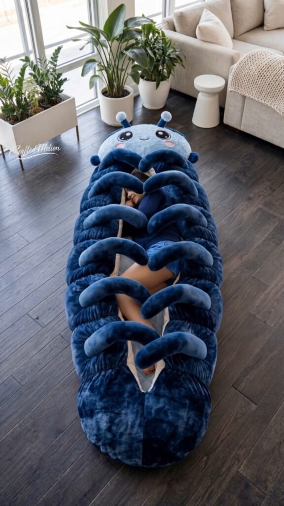 Giant Roly Poly Pill Bug Plush Sleeping Bag | Oversized Cozy Cocoon Bed for Kids & Adults, Soft Quilted Sleeping Pod - Photo 3