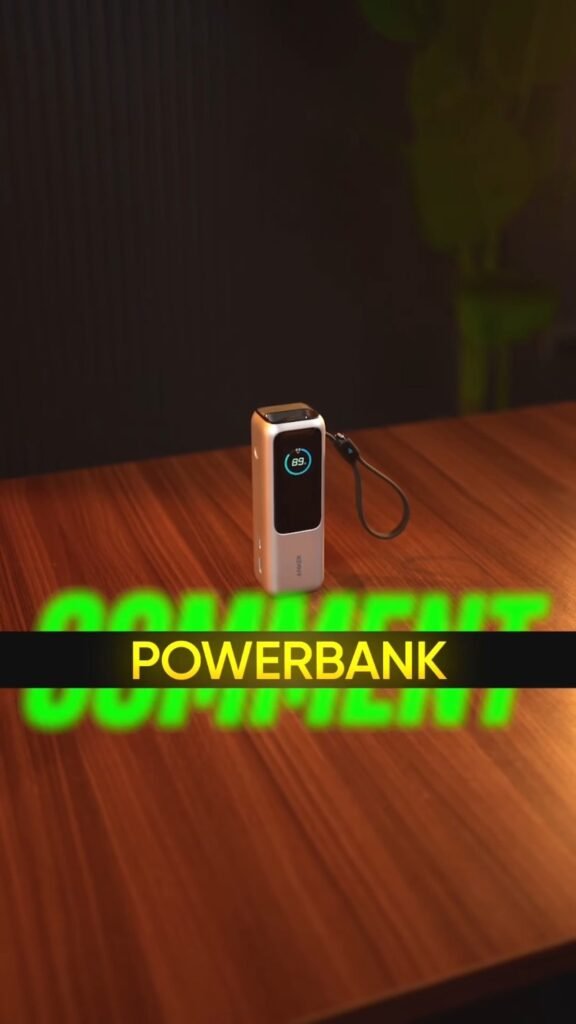 Mini Power Bank with Digital Display | Compact Fast Charging Portable Charger with Wrist Strap for Phones & Devices - Photo 1