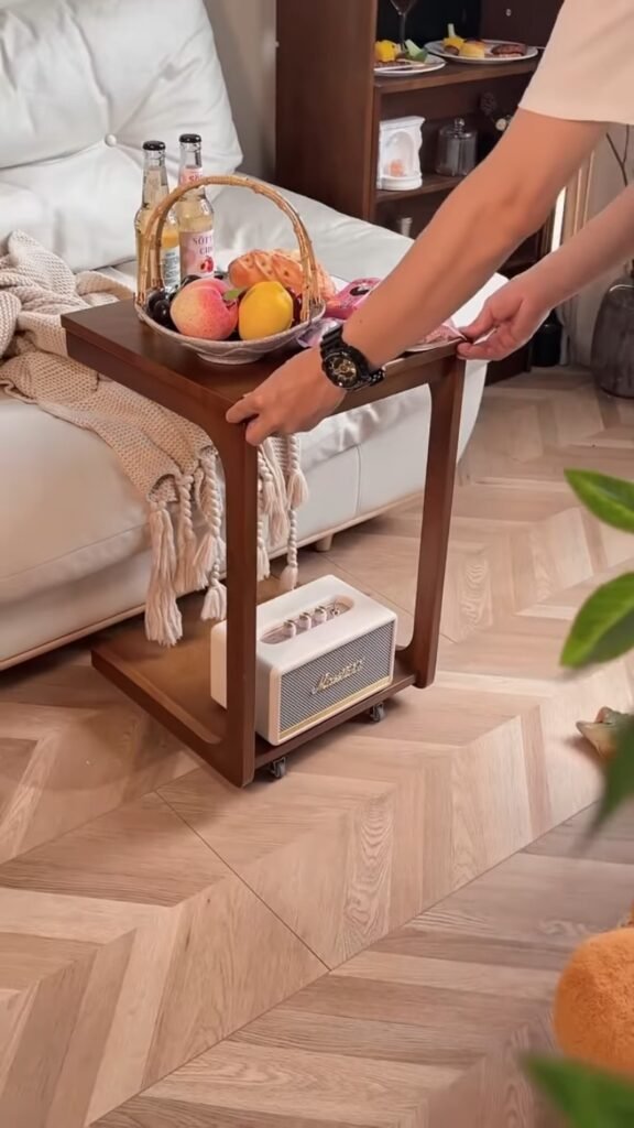 Rolling Wooden C-Table Laptop Desk | Mobile Side Table with Flip-Top Storage for Sofa, Bed & Work From Home Setup - Photo 5