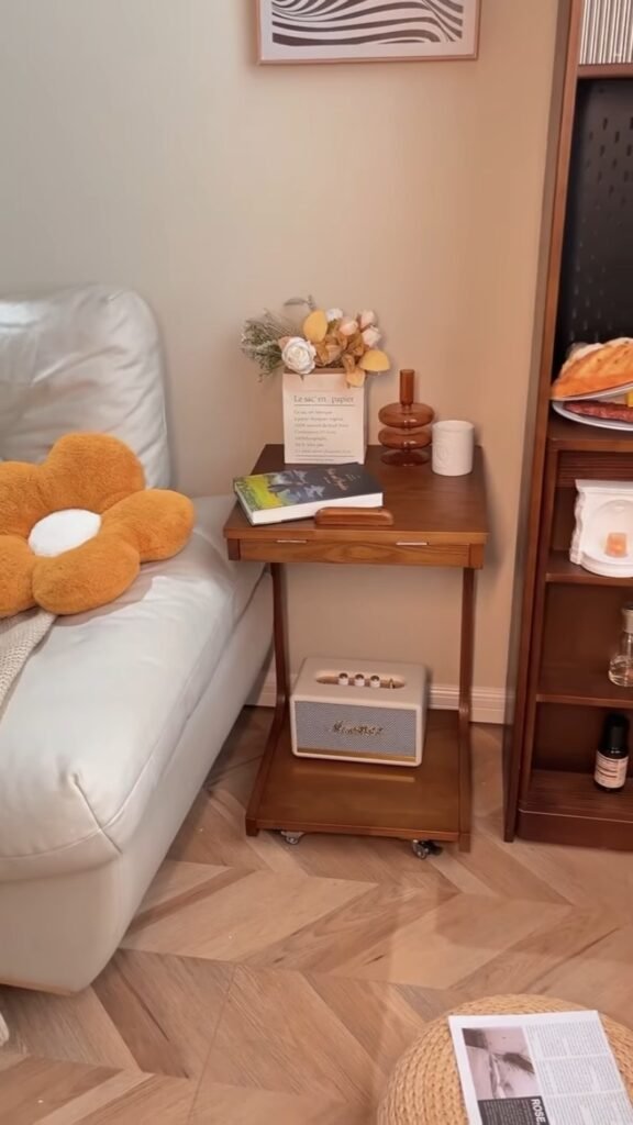 Rolling Wooden C-Table Laptop Desk | Mobile Side Table with Flip-Top Storage for Sofa, Bed & Work From Home Setup - Photo 2