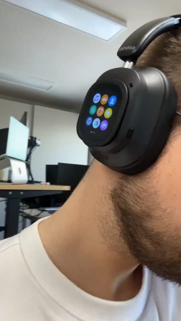 Smart Headphones with Built-In Touchscreen Display | Wireless Over-Ear Headphones with App Icon Control Screen - Photo 1