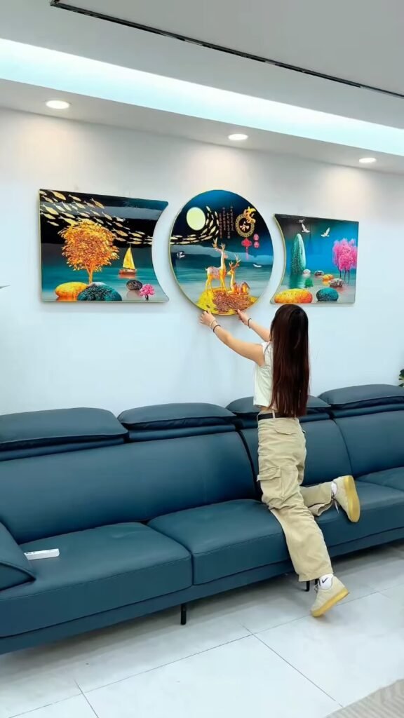 LED Backlit 3D Wall Art Set of 3 | Modern Luxury Sculptural Wall Décor Panels with Ambient Light for Living Room - Photo 2
