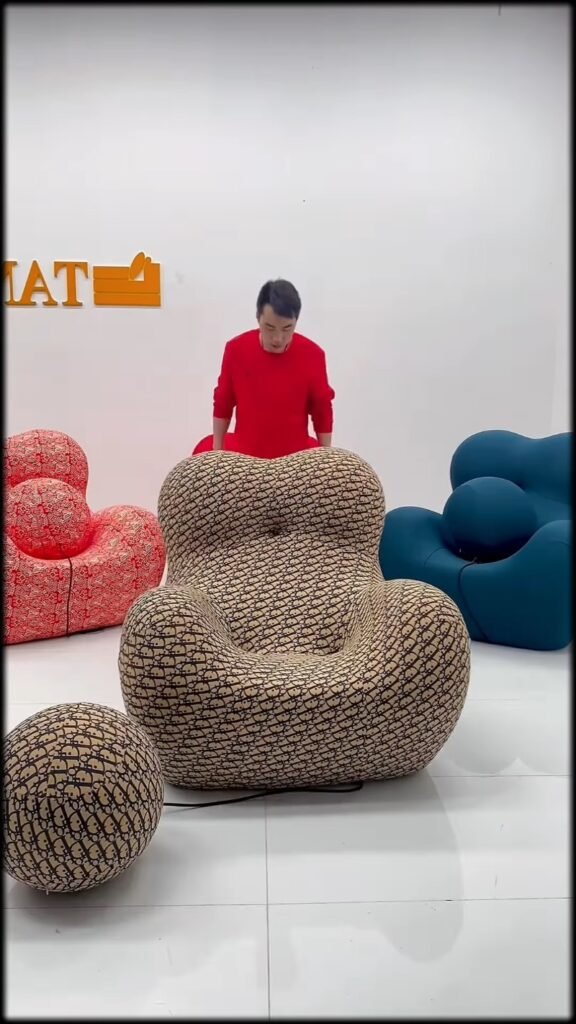Oversized Pumpkin-Shape Bean Bag Lounge Chair | Giant Soft Mesh Fabric Floor Seat for Living Room, Bedroom & Gaming - Photo 2