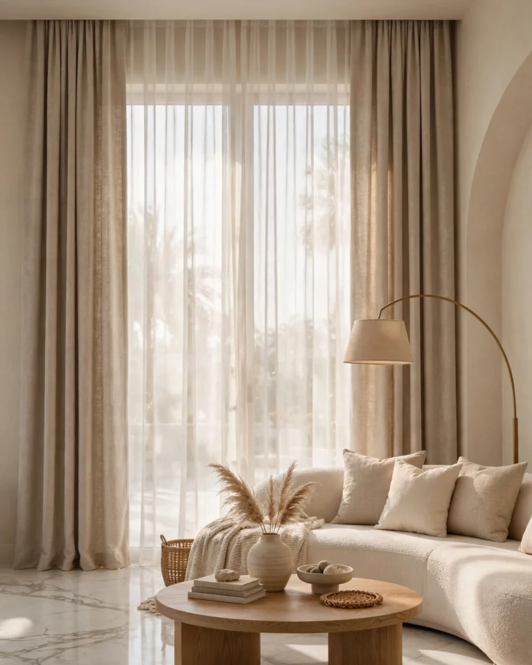 DesertDrape Beige Linen Blackout Curtains - Premium Linen Look Thermal Curtains