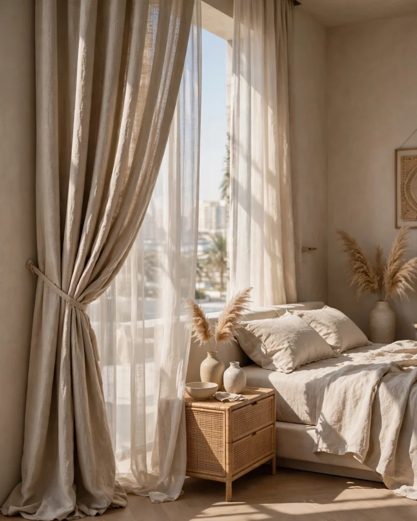 DesertDrape Beige Linen Blackout Curtains - Premium Linen Look Thermal Curtains - Photo 2