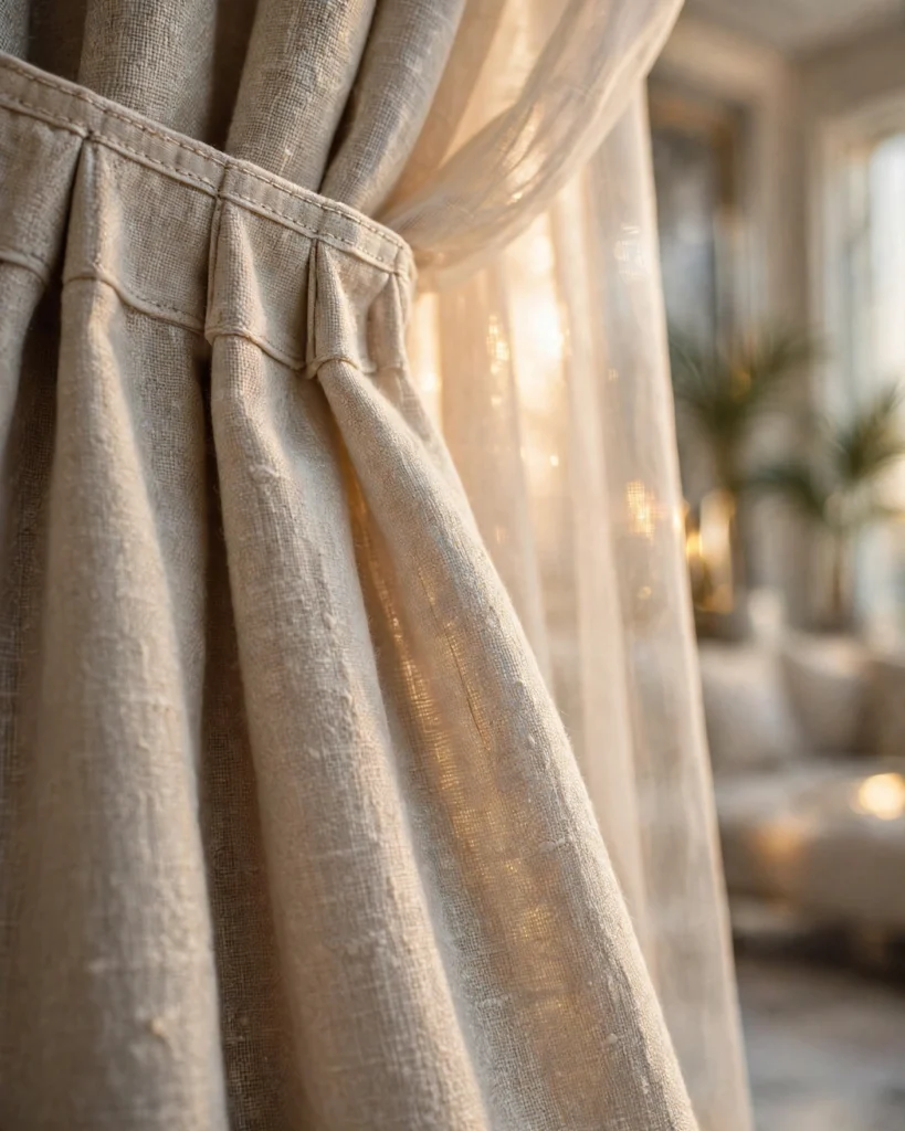 DesertDrape Beige Linen Blackout Curtains - Premium Linen Look Thermal Curtains - Photo 3