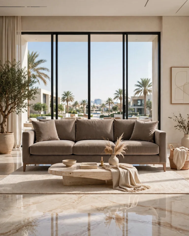 VelvetHaven Taupe Velvet 3 Seater Sofa - Deep Seated Modern Luxury Sofa