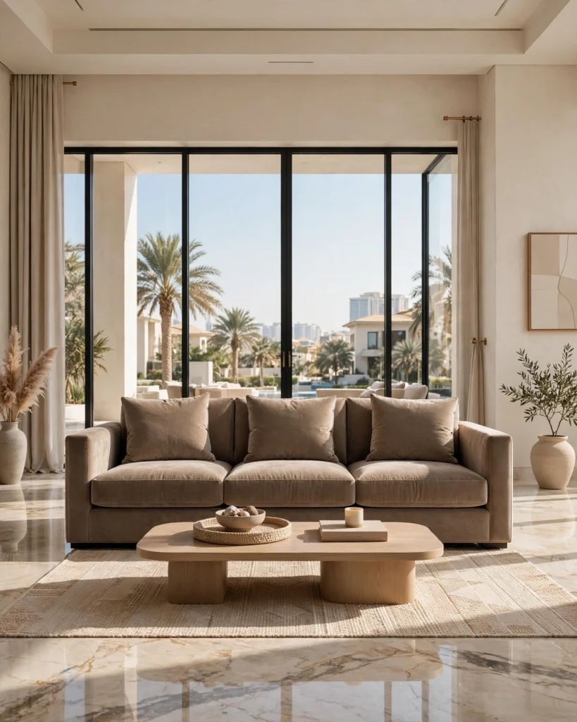 VelvetHaven Taupe Velvet 3 Seater Sofa - Deep Seated Modern Luxury Sofa - Photo 2