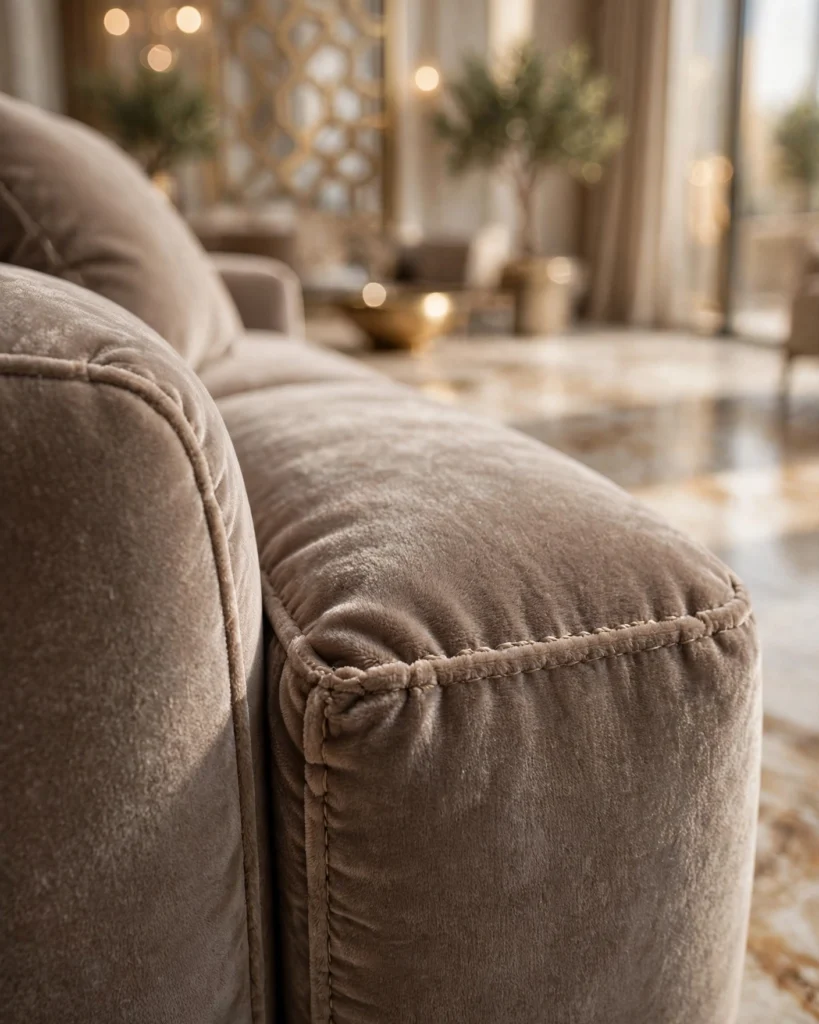VelvetHaven Taupe Velvet 3 Seater Sofa - Deep Seated Modern Luxury Sofa - Photo 3